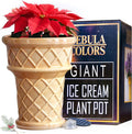 Fun & Unique Giant Ice Cream Cone Planter & Vase Quirky Large Ceramic 12” Tall Indoor Outdoor Vase for Plant Lovers – Perfect for Multiple Plants or Statement Garden Art