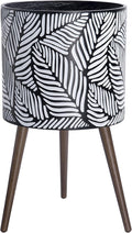 D'vine Dev 16 Inch Planter Pot with Stand, Mid-Century Tall Plant Pot with Legs for Indoor Plants, XX-Large, White/Grey, 88-L-E-7