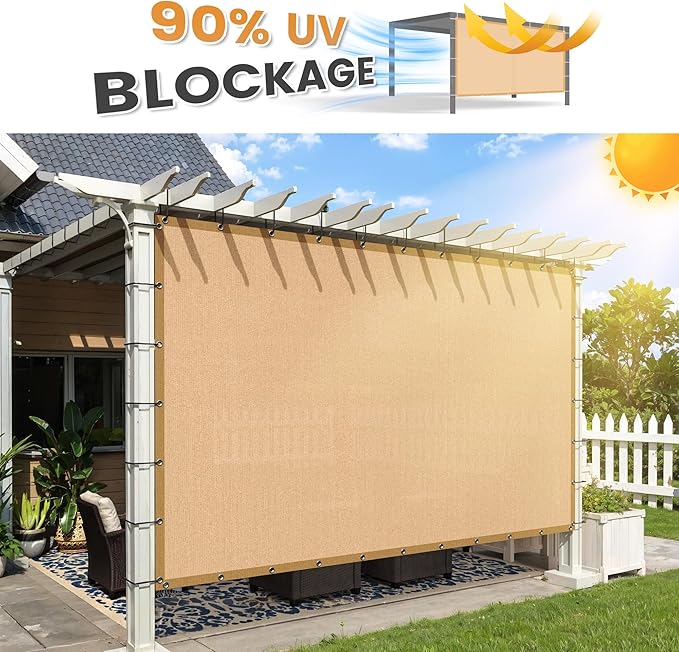 VICLLAX Shade Fabric Sun Shade Cloth with Every 2 FT Grommets for Patio Garden Pergola Cover Canopy 13x16 FT, Wheat