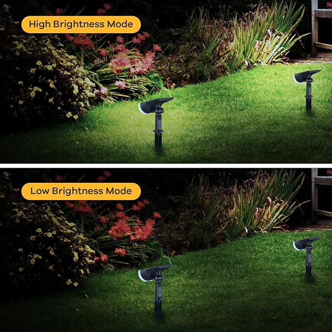 Linkind StarRayS 12 LEDs Landscape Solar Spotlights, Solar Powered Dusk-to-Dawn Outdoor Garden Lights, 350LM 3000K Warm White, IP67 Waterproof for Garden Yard Patio Driveway Porch, 2-Pack