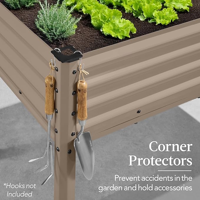 Best Choice Products 48x24x30in Galvanized Raised Garden Bed, Metal Elevated Planter Box, Vegetable Garden for Backyard, Patio, Balcony - Taupe