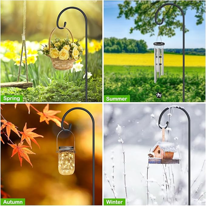 FEED GARDEN Adjustable 32 Inch Small Shepherd Hooks for Outdoor, Garden Hooks for Lanterns, Shepard Hooks for Hanging Plants, Bird Feeders, Solar Lights, Mason Jars, Weddings Decor,8 Pack