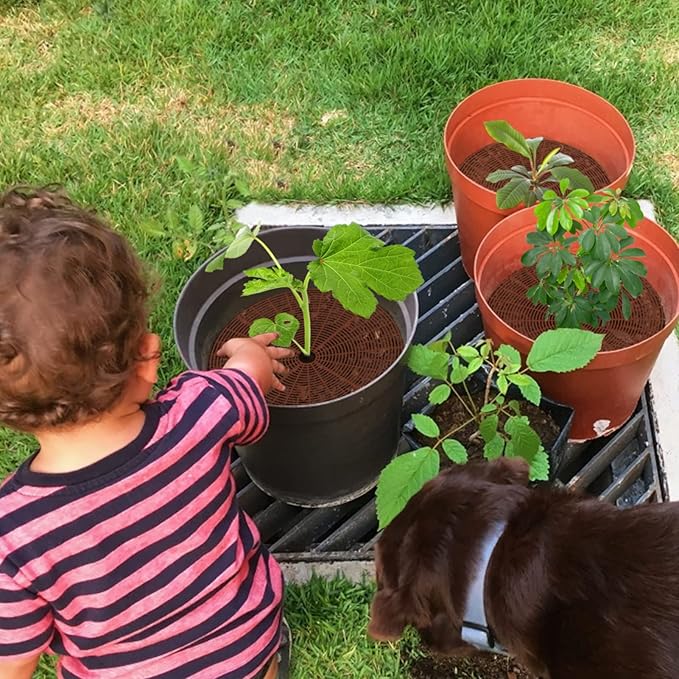 3 Pcs Plant Pot Grid Cover Protectors from Animals- Diameter 20.8" Cuttable Flower Pot Cover with 36 Stakes, Keep Cats Out of Potted Plants, Cat Digging Stopper Baby Safety Soil Cover for Indoor
