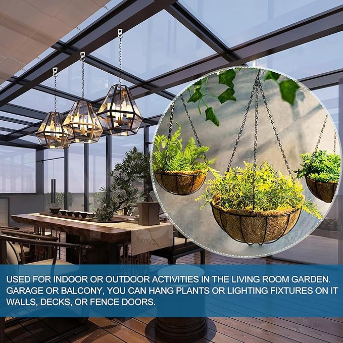 Ceiling Hooks for Hanging Plants (4 PCS White),Heavy Duty Metal Plant Hooks, Screw in Hooks for Hanging Birdfeeders, Lamps, Planters, Outdoor Decorative Hooks up to 33 lbs