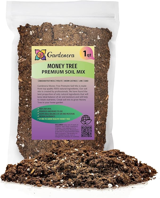Money Tree Potting Soil, Soil Mix for Planting or Repotting Guiana Chestnut, Soil Blended to Properly Grow Money Tree Plants - (1 Quart Bag)