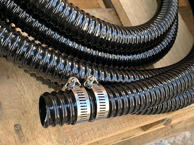 Pond Tubing 1 inch Id Black Plastic Corrugated Water Hose Strong Flexible Sump Pump Drain Hose Pipe 20Ft