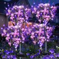 Solar Garden Lights Outdoor, 4 Pack Purple Lavender Solar Butterfly Lights Gardening Gifts for Women, Purple Artificial Flower with Butterfly Garden Decor for Lawn Patio