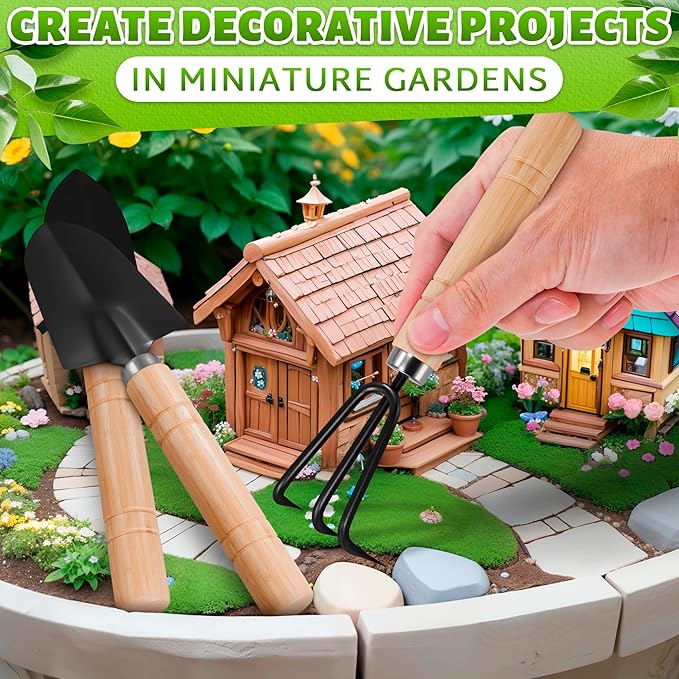 Mini Garden Tools - 3Pcs Indoor Plant Tools Set Indoor Gardening Tools Small Garden Shovel Mni Rake Small Gardening Tools Set Hand Rake Gardening Spade Gardening Supplies Indoor Garden Trowels