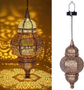 Hanging Solar Lights, Outdoor Decor Solar Lantern, Waterproof Metal Moroccan Lantern for Outside Patio Pathway Yard Front Porch Backyard Garden Decorative