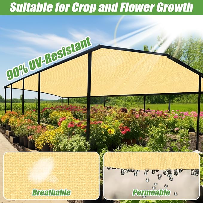 Outdoor 90% Sun Shade Cloth with Grommets, 8 X 20 FT Pergola Shade Cover for Garden Patio Carport Kennel Swimming Pool, Sand (We Make Custom Size)