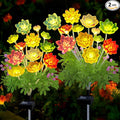Kohlrabi Solar Garden Lights Outdoor, 2 Pack Upgraded Succulent Solar Lights, Mothers Day Gifts for Woman Mom Grandmom, Succulent Plant Yard Decor Waterproof for Lawn Patio Pathway
