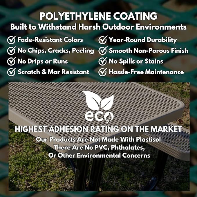 T8-TXTBUR Heavy Duty Rectangular Portable Picnic Table, 8 Ft, Textured Burgundy, Made in America
