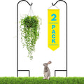 Gray Bunny 65" Shepherds Hooks for Outdoor 2 Pack, Thick Bird Feeder Pole, Hanging Plant Stand, Shepherds Hook for Bird Feeder, Non-Hollow, Non-Adjustable, Extra Long Base Prongs