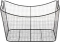 Deco 79 Metal Large Open Frame Wire Grid Storage Basket with Curved Sides and Ring Handles, 30" x 20" x 20", Black