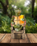 iStatue Solar-Powered Turtle Figurine Light with Glowing Cup - 5.5 in Lifelike LED Decorative Lamp for Outdoor Ambiance - Patio Table, Yard & Garden Decor (Turtle)