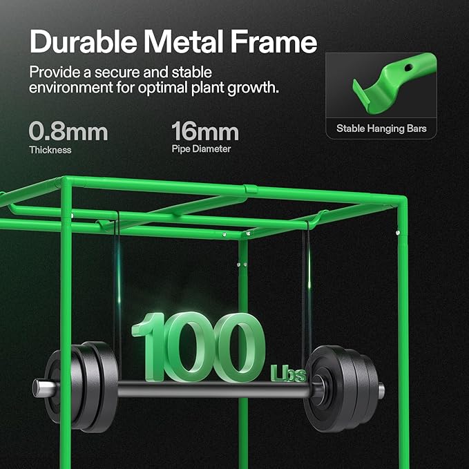 VIVOSUN S224 2x2 Grow Tent, 24"x24"x48" High Reflective Mylar with Observation Window and Floor Tray for Hydroponics Indoor Plant for VS1000