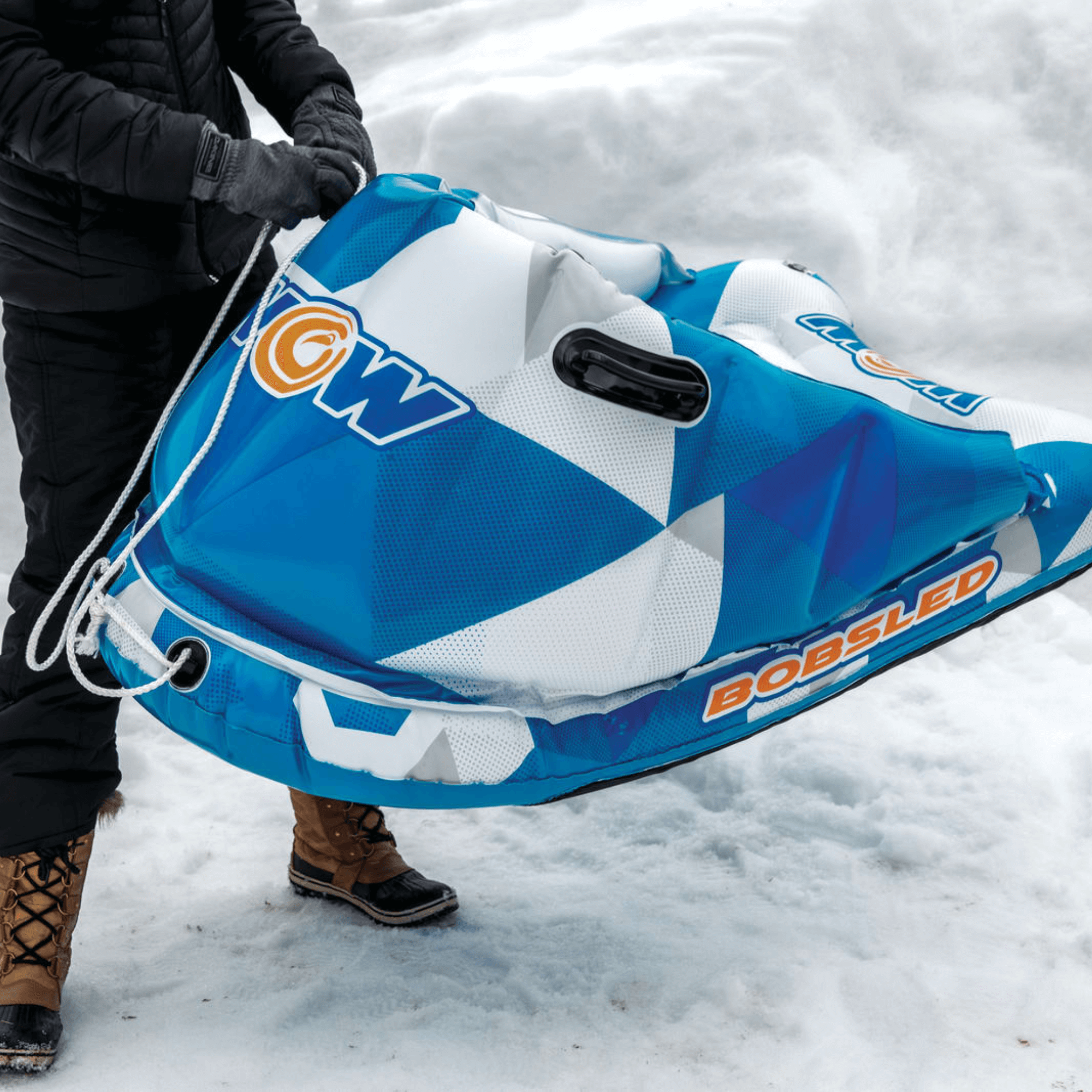 WOW Watersports Snow Tube Bobsled for Kids and Adults w Front Snow Shield