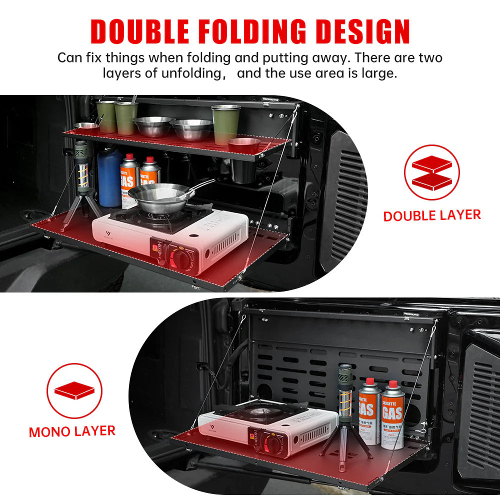 Tailgate Table & MOLLE Panel For Ford Bronco(2021-2024) - 2-Tier Camping Rack