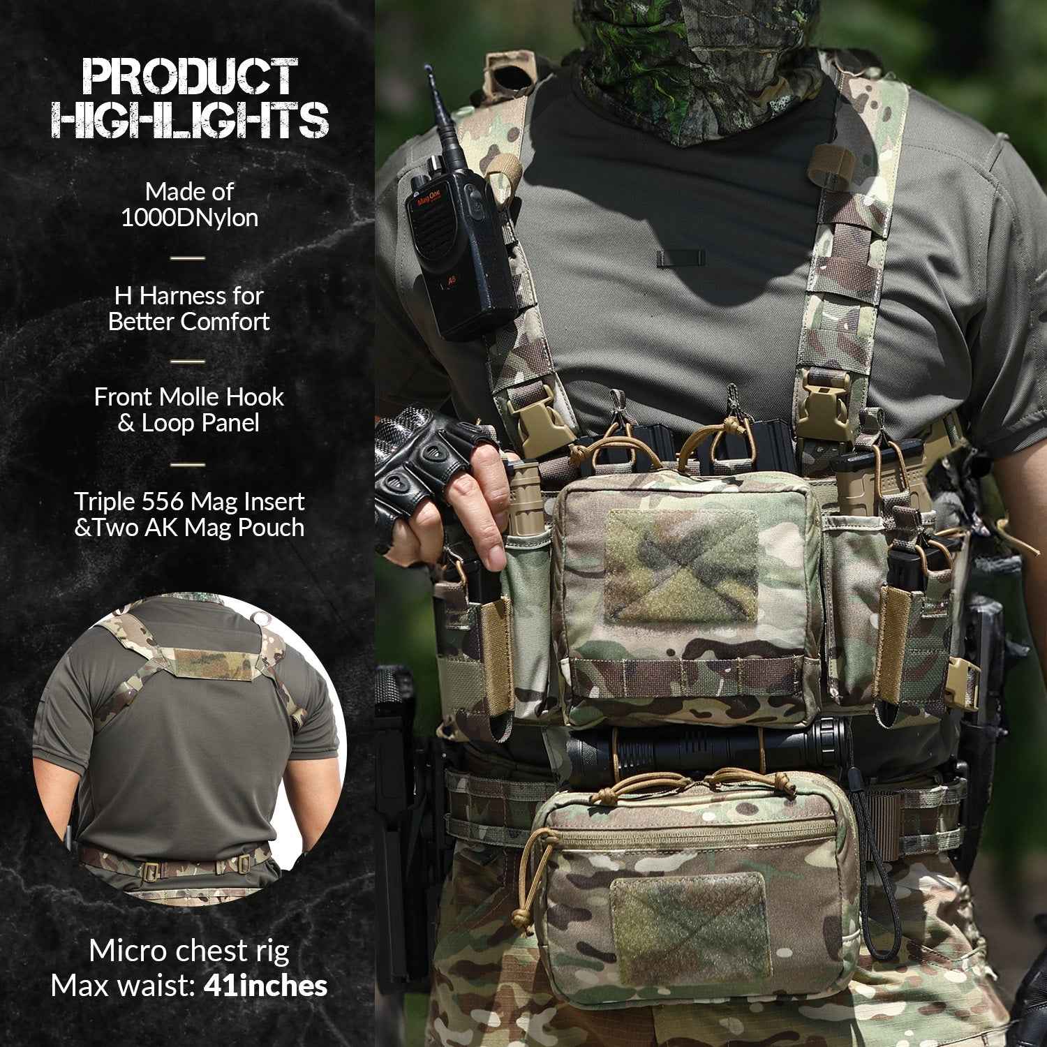 Votagoo Tactical Chest Rig – Adjustable & Detachable Design for Optimal Versatility