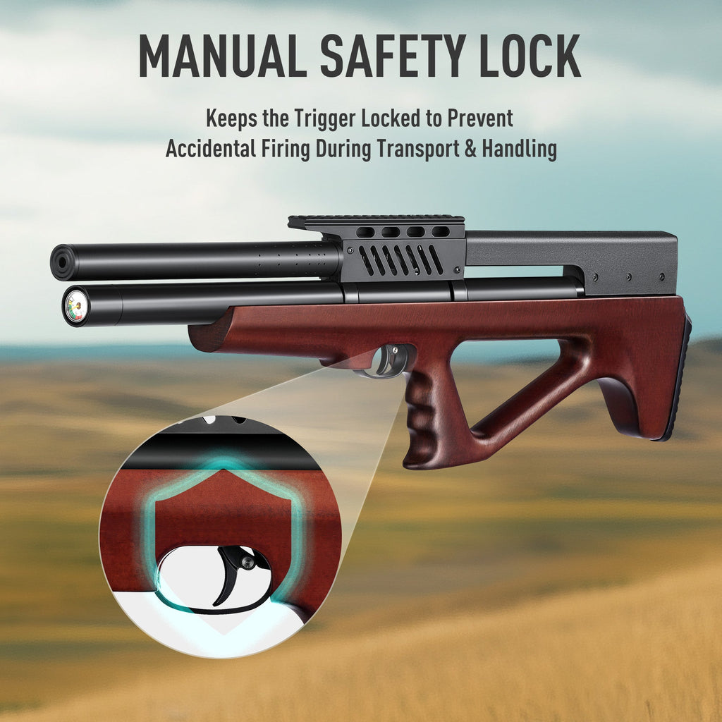 Pinty Thumper - 9 Pellet .22Cal Bullpup PCP Air Gun High Power for Small Game Hunting Shooting