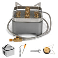 12000W Portable Camping Stove With Cassette Adapter Windproof Outdoor Backpacking Burner with Carrying Case Igniter for Outdoor Hiking Camping Picnic