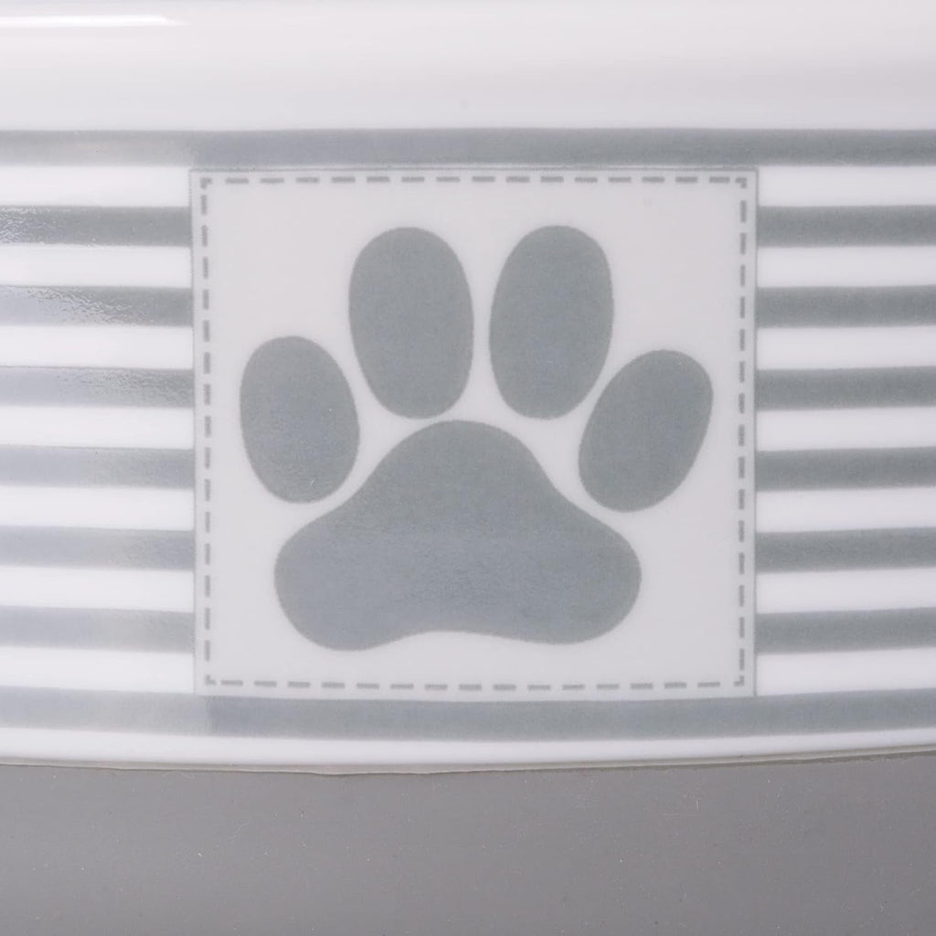 Paw & Patch Ceramic Pet Collection, Medium Set, 6X2", Gray, 2 Piece