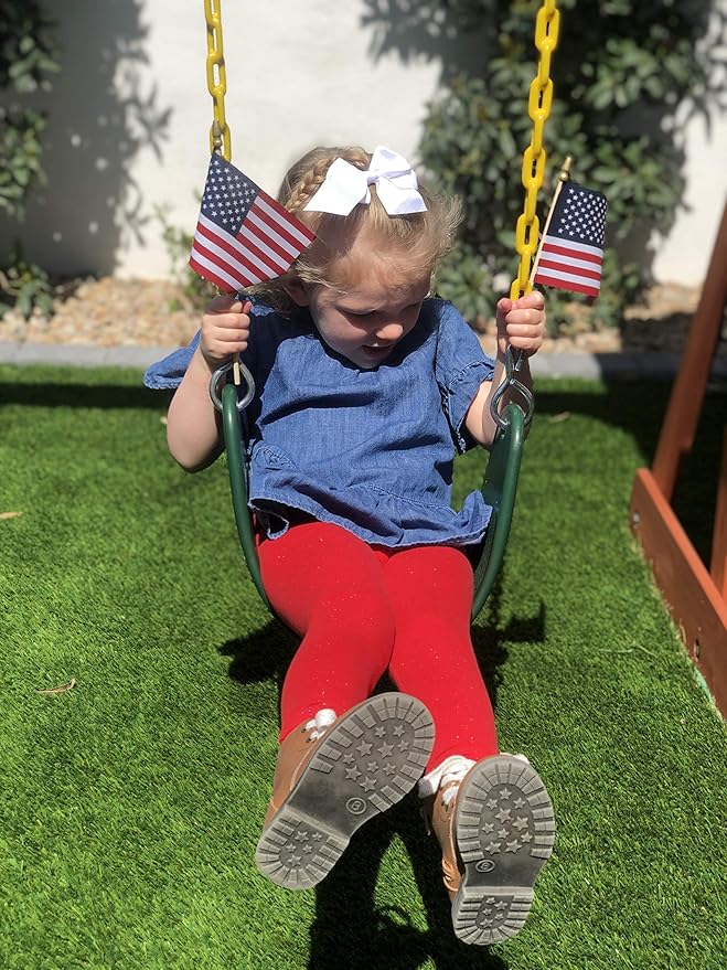 American Flags on Stick - Handheld Spearhead US Flag for 4th of July, Memorial Day Event Decorations - Patriotic Decor for Indoors & Yard - Wooden Stick, Cotton Fabric (4"X6" - 12 Pack)
