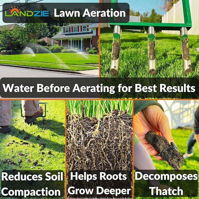 LANDZIE Lawn Aerator Replacement Tines - Set of 3 Hollow Tines for Aerator Lawn Tool - 3 Heavy Duty Stainless Steel Manual Lawn Aerator Add-on Hollow Tines for Compacted Soil - Manual Hand Coring Tool