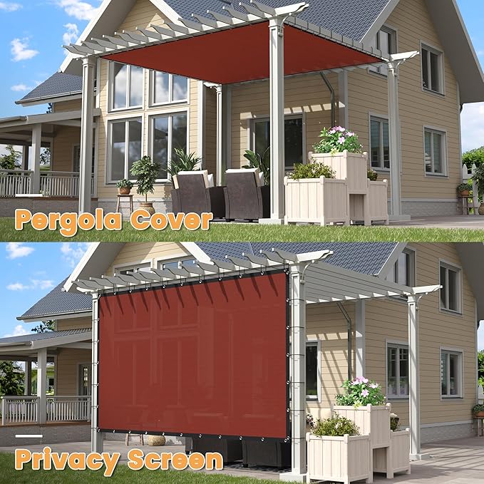 VICLLAX Shade Fabric Sun Shade Cloth with Every 2 FT Grommets for Patio Garden Pergola Cover Canopy 15x18 FT, Rust Red