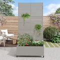 Casaphoria Metal Raised Garden Bed with Trellis and Wheels, 72"x35"x16" Planter Box for Climbing Plants, Vegetables & Vines, Features Drainage Holes and Privacy Screen (Grey-Louvered)