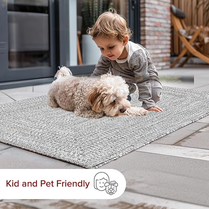 nuLOOM 2' x 16' Solid Hand Braided Indoor/Outdoor Area Rug, Pet-Friendly, High Traffic, Weather Resistant, for Patio, Balcony, Bedroom, Living, Dining Room, Wynn Salt and Pepper