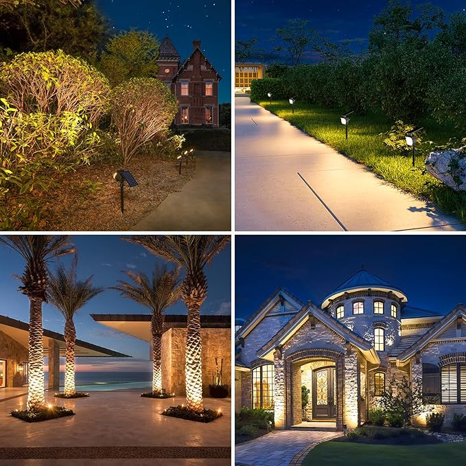 NIORSUN Solar Spot Lights Outdoor,23 LEDs Landscape Lighting with Auto On/Off and 3 Lighting Modes, IP67 Waterproof Spotlights,Outdoor Solar Lights for Yard Garden,2 Pack(Warm White)