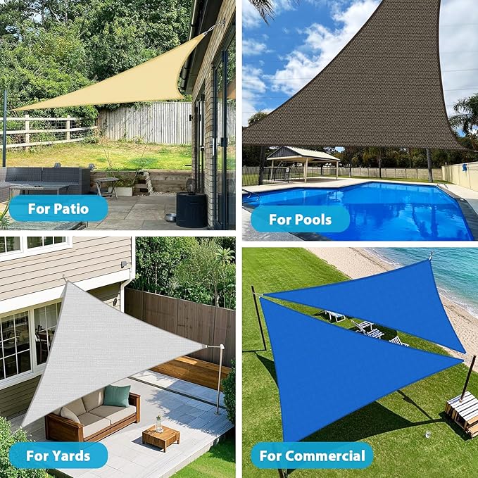 Amagenix Sun Shade Sail 13X13X13 Curved Edge Outdoor Shade Canopy Light Grey Breathable 95% UV Block Shade Cloth for Patio Garden Backyard (We Make Custom Size)