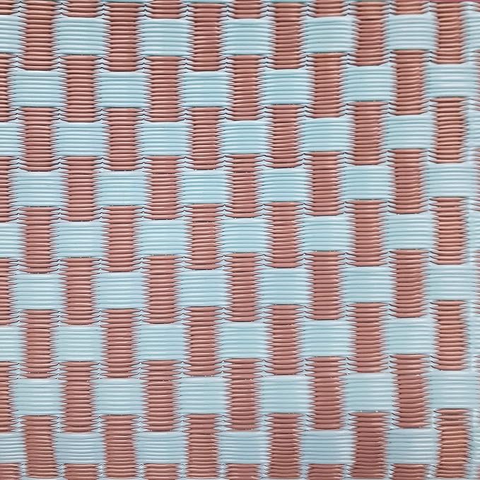 Mad Mats Geometric Outdoor Rug, Reversible Plastic Mat (6' x 9', Basket Weave - Sand/Aqua)