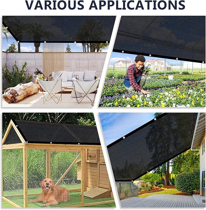 VICLLAX 30% Shade Cloth, 4x13FT Durable Black Mesh Trap with Every 3 FT Grommet, Sun Shade Fabric Netting for for Plants Cover, Greenhouse, Chicken Coop, Barn Kennel, Garden Patio