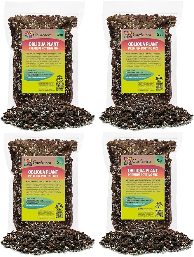 Trusted Monstera Obliqua Soil Mix - Strong and Healthy Plants by Gardenera - 20 Quart (4 Bags of 5 Quart)