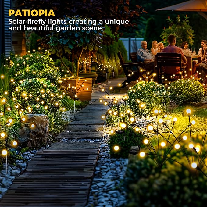 Solar Garden Lights, 40 LED Firefly Garden Lights Solar Outdoor, Solar Lights for Outside Sway by Wind,Solar Lights Outdoor Waterproof for Christmas Yard Patio Pathway Decoration (4 Pack)