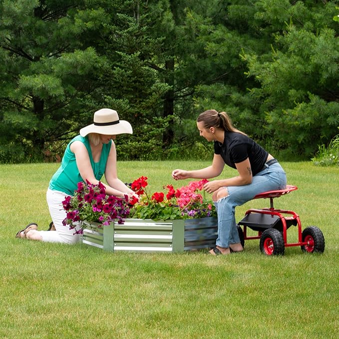 Sunnydaze Galvanized Raised Garden Bed - Metal Raised Bed for Gardening - Outdoor Planter Box for Flowers, Plants, and Vegetables - Gray - 12.25" Hexagon