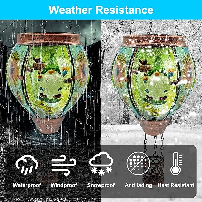 Solar Hot Air Balloon Lantern with Flame, Solar Hot Air Balloon Waterproof Lantern for Garden Farmhouse Decoration (GardenGnome)