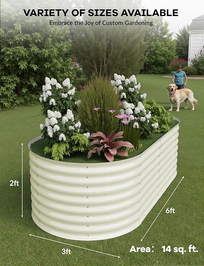 6x3x2 ft Raised Garden Bed,Galvanized Raised Planter Boxes Outdoor with Easy Assembly, Large Garden Bed for Vegetables, Fruits, Flower,Raised Garden Bed,Beige