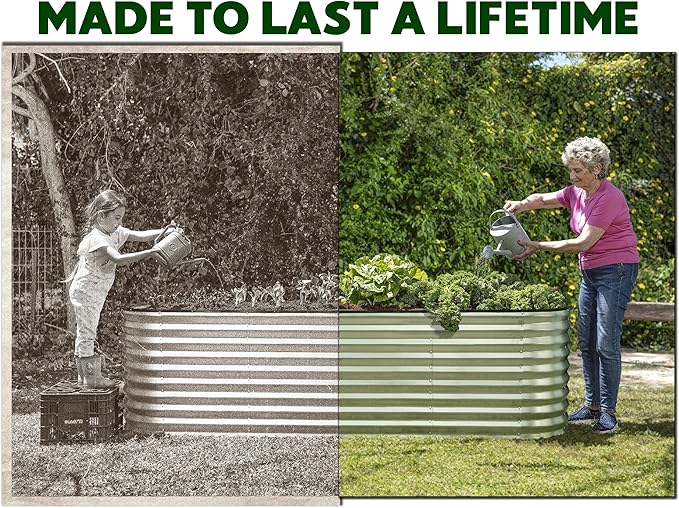 Galvanized Raised Garden Beds Outdoor // 6×2×2 ft Planter Raised Beds for Gardening, Vegetables, Flowers // Large Metal Garden Box (Silver) // Patented Tool-Free Design