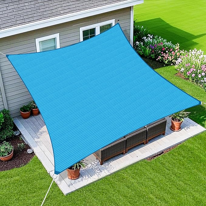 Amagenix Sun Shade Sail 12X26 Curved Edge Outdoor Shade Canopy Turquoise Mixed Breathable 95% UV Block Shade Cloth for Patio Garden Backyard (We Make Custom Size)