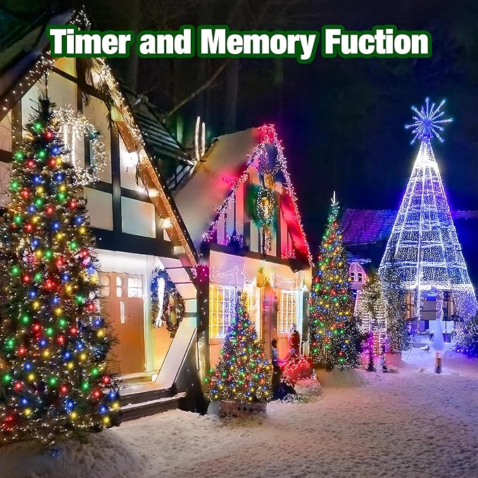 Christmas Light 1000 LEDs 336ft Green Cable Wire Fairy String Tree Twinkle Lights Plug in 12 Modes for Christmas Party, Outdoor, Garden, Wedding, Home Decoration (Blue)