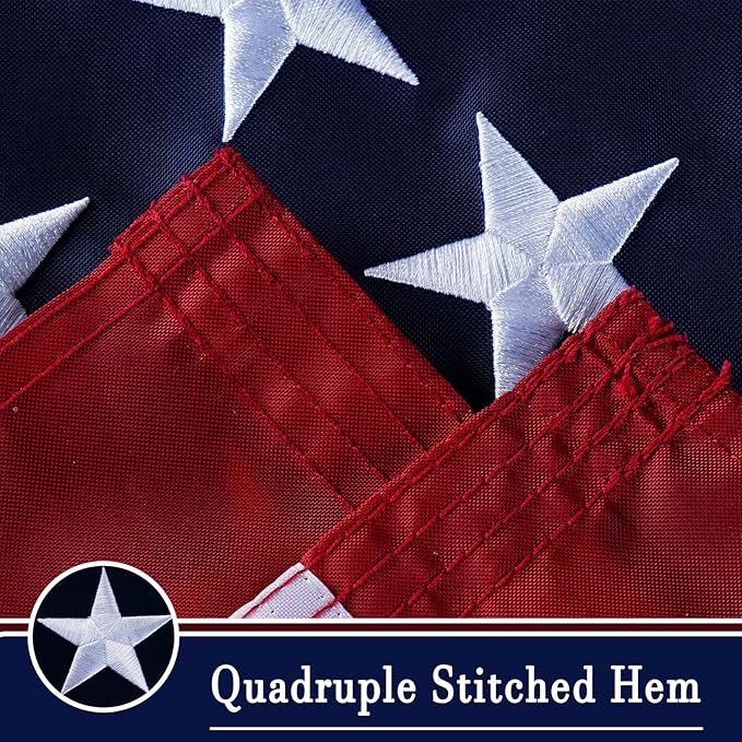 AZCOVER American Flag 2x3 FT US Flag for Outside Heavy Duty Nylon American Flags 24x36 Inch for Outdoor with Embroidered Stars Sewn Stipes and Brass Grommets