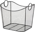 Deco 79 Metal Decorative and Functional Storage Basket Deep Basket Organizer with Round Handles, Basket for Storage 20" x 18" x 20", Black
