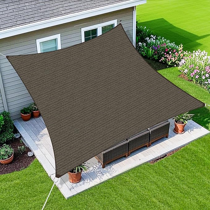 Amagenix Sun Shade Sail 6X14 Curved Edge Outdoor Shade Canopy Mocha Breathable 95% UV Block Shade Cloth for Patio Garden Backyard (We Make Custom Size)
