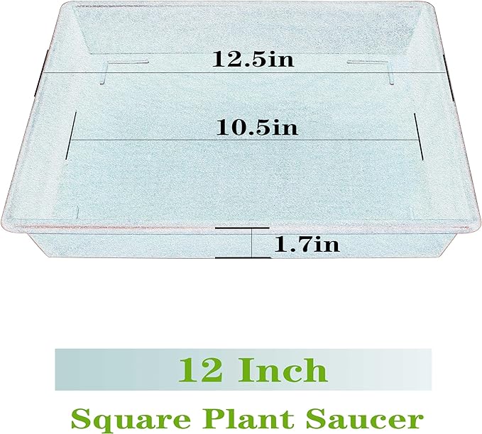 Square Plant Saucer 14 Inch 2 Pack，Plant Stand Plant Trays for Pots Heavy Duty Plastic Plant Saucers for Indoors Outdoors, Flower Pot No Holes Plant Lover Gardening Gifts