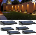 Solar Fence Lights Outdoor Waterproof IP65, 6 Pack Fence Lights Solar Powered 60 Lumens Auto On/Off Step Wall Lights Outside Decorations for Yard, Porch, Patio, Stairs, Pool, Deck, Garden- Warm Light