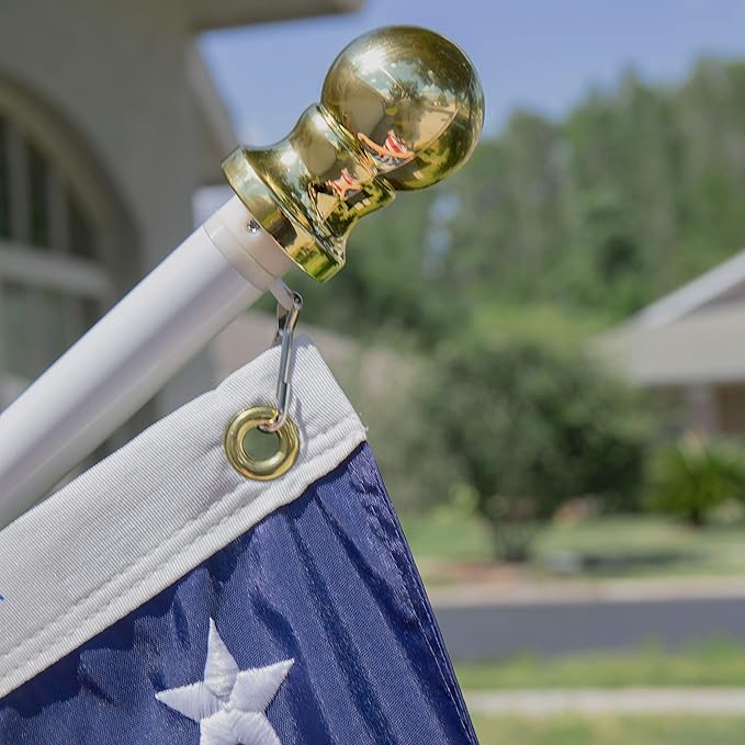Grace Alley Flag Pole: 6 Foot Tangle Free Spinning Flag Pole. Residential or Commercial Flag Pole. Wind Resistant/Rust Free. (White)