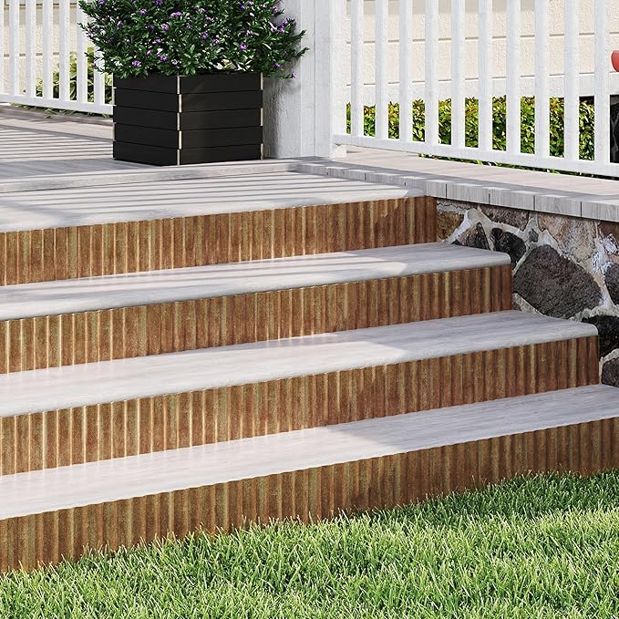 Metal Garden Edging Border, Corrugated Steel Landscaping, DIY for Lawn (Rusty, 8 Inch x 10FT)